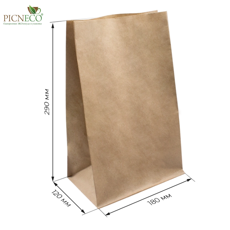 товар Крафт пакет с прямоугольным дном, 180*120*290 мм, 50 г/м KPD118